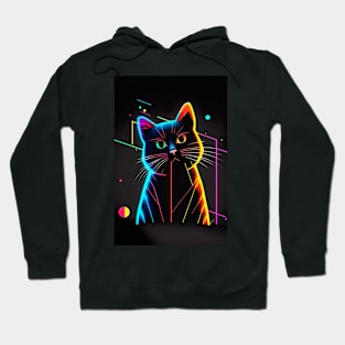 Cool Cat Portrait Neon Art Style Hoodie